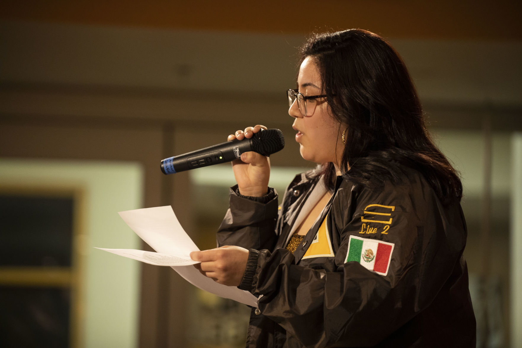 WMU student, Leslie Barajas, presented her poetry at the Open Mic Night.